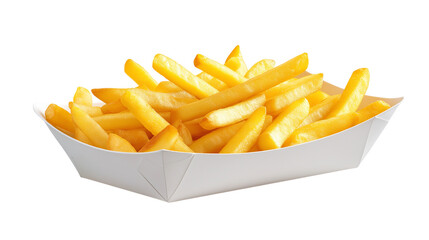 French Fries in a White Box on Transparent Background
