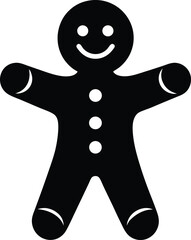 Happy gingerbread man silhouette vector illustration