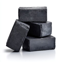 Stack of Dark Gray Charcoal Soap Bars for Bathroom Spa Relaxation