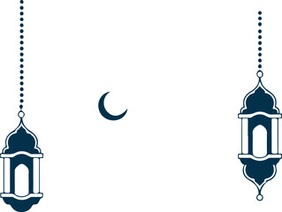 Elegant Islamic Lanterns and Crescent Moon Design