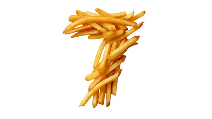 French Fries Number Seven on Transparent Background