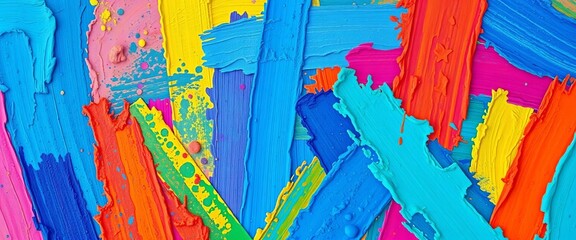 Fototapeta premium Vibrant, textured oil pastel strokes in varied hues, creating abstract art, art, brush strokes