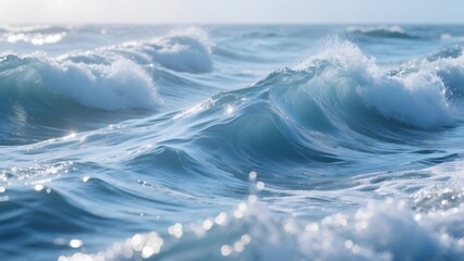 Dynamic Ocean Waves Rolling Towards the Shore