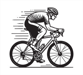 Naklejka premium Cycling Silhouette Vector Illustration – Minimalist Black and White Sports Design