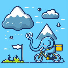 Naklejka premium funny elephant riding a bike
