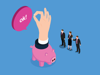 Financial Approval and Saving Success 3d isometric vector illustration