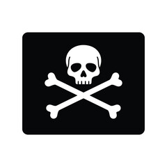 Static Pirate Flag Vector: Jolly Roger, Danger, Adventure, Skull and Crossbones Sign
