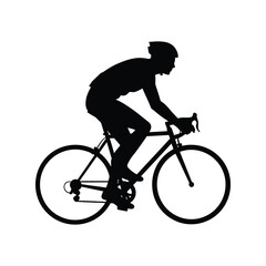 Fototapeta premium Cyclist Silhouette Vector: Road Bicycle Racing, Sport, Fitness, and Training Illustration