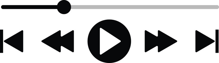 Music or video play bar icon Audio player for songs or podcast playlist. Play or pause button. Music or video play bar icon. editable stroke vector illustration
