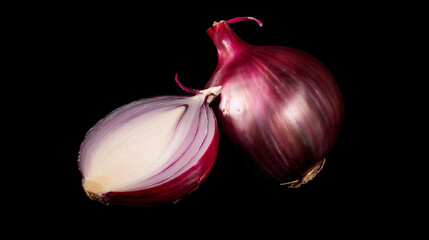 red onion isolated on black