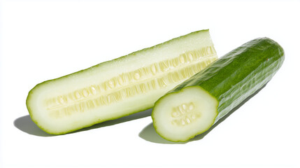 Slide of Cucumber on White Background