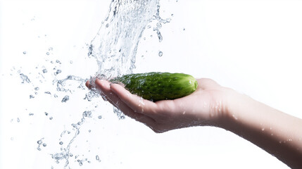 Watering Cucumber on Hand 