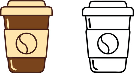 coffee coloured and lined cup vector 