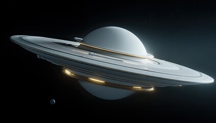 Obraz premium Cosmic ringed planet, futuristic design