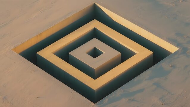 Nested Square Pits in Sand: Geometric Design