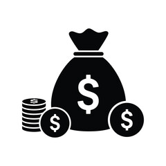 Money Bag Dollar Coins Financial Wealth Savings Investment Graphic
