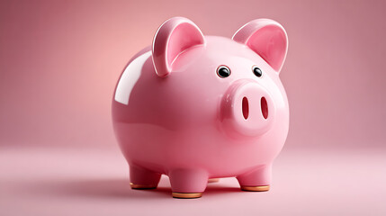 Obraz premium Isolated Pink Piggy Bank Symbolizing Finance on Light Pink Background Still Life 59156406 1