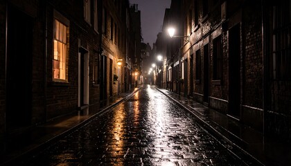 Obraz premium Rainy alleyway at night