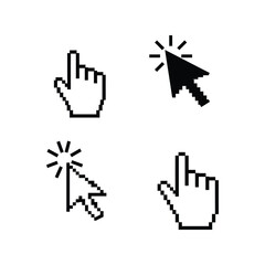 Obraz premium Pixel Computer Cursor Pointers Click Hand Arrow Digital Icon