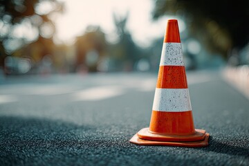 Orange traffic cone on asphalt