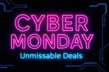 Fototapeta premium Neon-style graphic displaying 