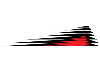 Fototapeta premium Racing red and black vector pattern for car body, motorcycle, boat, airplane, toy, sportswear, Sharp sports design element. Striped vector background. Speed, arrow from sharp lines