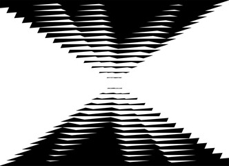 Striped vector pattern of black sharp broken lines on a white background, Modern design element. Technological Vector background. For covers, cards, advertising. packaging. Tornado