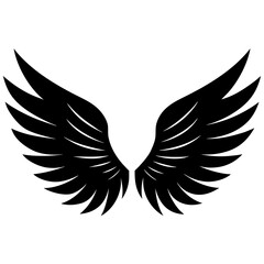Fototapeta premium feathered wings vector silhouette on white background 