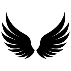 Obraz premium feathered wings vector silhouette on white background 