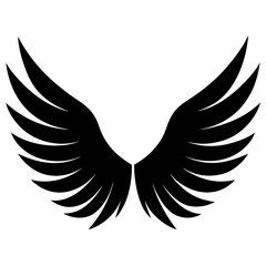 Fototapeta premium feathered wings vector silhouette on white background 