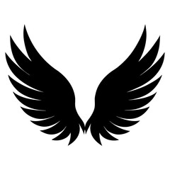 Fototapeta premium feathered wings vector silhouette on white background 