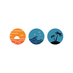 Coastal Summer Icons Sunset Ocean Waves Palm Island Travel Kit