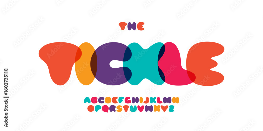 Fototapete colorful abstract bubble font with soft blob shapes and playful modern look. perfect for kids games,