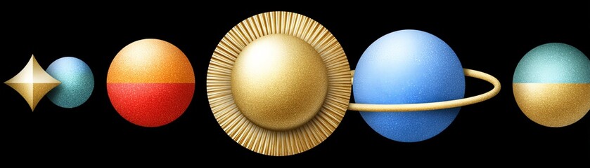 Futuristic planetary design illustration cosmic space digital art dark background abstract concept