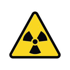 Yellow radiation warning sign, triangular nuclear hazard symbol, danger alert icon