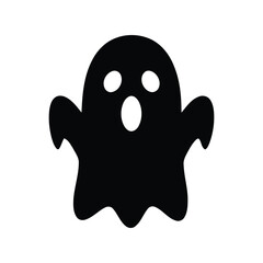 Spooky Halloween ghost silhouette, haunting spirit character, scary apparition icon