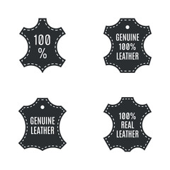 Genuine leather icon set, original leather signs