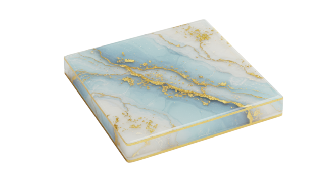Detailed abstract textured surface, soft light blue and white with shimmering gold flecks, intricate contours, isolated on transparent, shadowless top-view, concept of sophisticated elegance