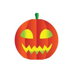 Realistic Jack-o’-Lantern Pumpkin Illustration with Scary Face
