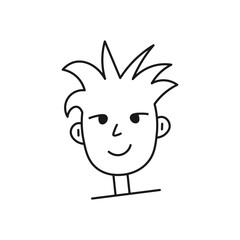 Boy avatar character head, cartoon online face, doodle art