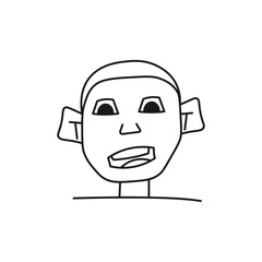 Boy character head, cartoon online face, doodle art