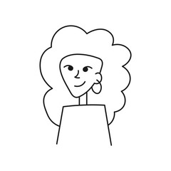 Obraz premium Woman character avatar, head, face doodle, line art