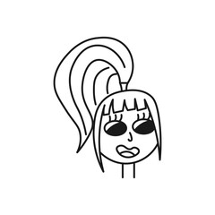 Woman, girl character head, face doodle, line art