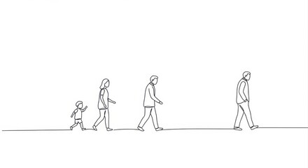 Life Stages Progression in Minimal Line Art