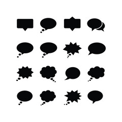 Set of Black Speech Bubbles Vector, Diverse Chat Shapes, Communication Thought Icons