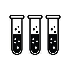 Three Test Tubes with Bubbles Vector, Chemistry Laboratory Equipment, Science Experiment Icons