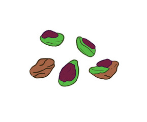 Naklejka premium A group of pistachio snack food