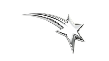Obraz premium Isolated shiny silver shooting star with tail on a black background in a studio shot 