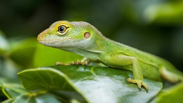 Green iguana in natural habitat showing exotic wildlife beauty. Excellent for nature documentaries and educational content creation.