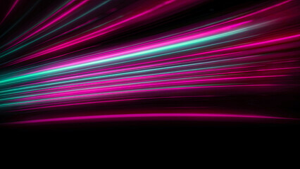 High speed pink line abstract technology background digital fiber hi tech concept. Speed light line blurred on dark background, Data fast transfer simulation.
